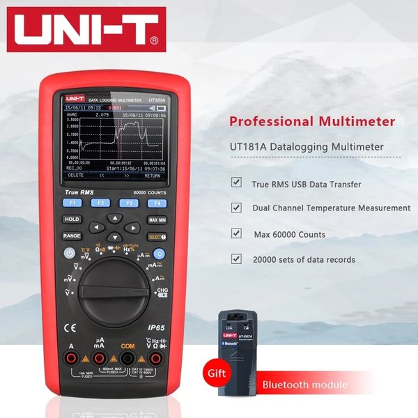 UNI-T UT181A Dijital DataLogging Multimetre Akıllı Gerçek RMS Otomatik Aralığı Bluetooth Modülü ile Çift Sıcaklık Ölçümü