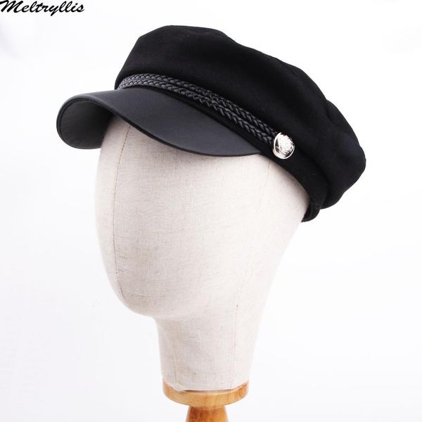 

wide brim hats [meltryllis]2021 winter hat for women cap vintage cotton wool beret gorras planas snapback caps casual ladies headwear, Blue;gray