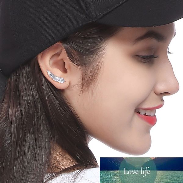 

personality leaf shaped crystal stud earrings for women full rhinestone leaves statement ear jewelry, Golden;silver
