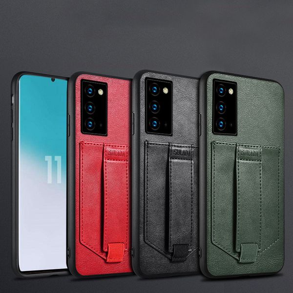 

business leather back case for samsung galaxy note / 20 ultra 5g phone covers finger ring stand with card slot holder wallet