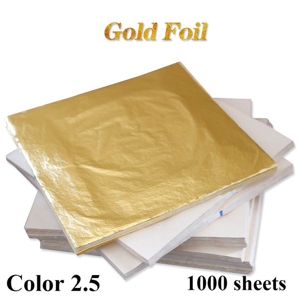 

imitation gold leaf foil sheets color 2.5 copper leaf 1000pcs 14x14cm for gilding art work nail decoration gold leaf foil paper 1019