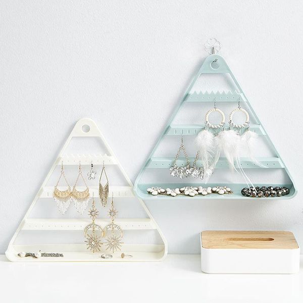 

fashion three-tier plastic with hook up rotating earring display jewelry display shelf earring holder jewelry organizer earrings, Pink;blue
