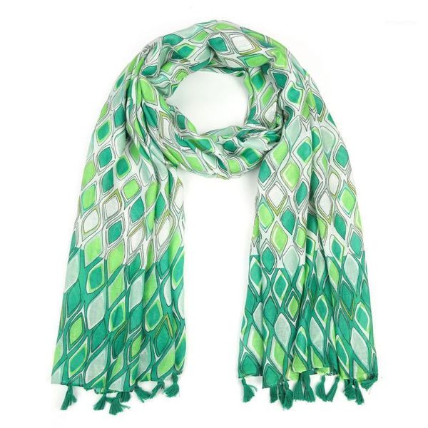 

2020 new beautiful rhombus print tassel scarf shawls long soft beach plaid print head wrap hijab scarves 7 color, Blue;gray