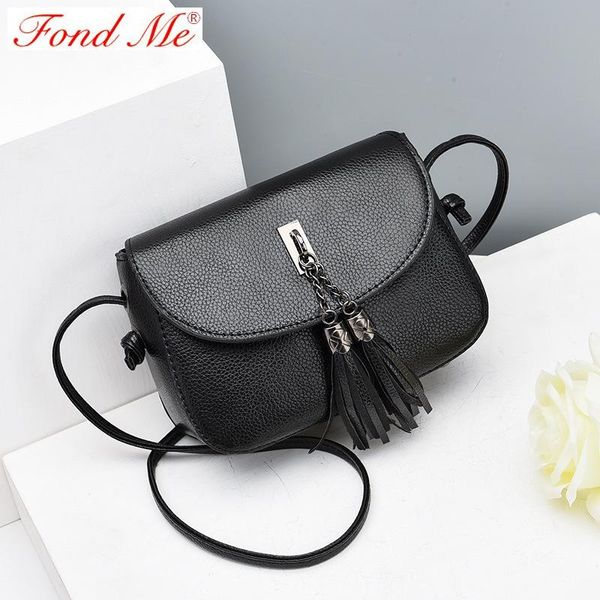 

new simple solid color tassel decorative shoulder messenger bag