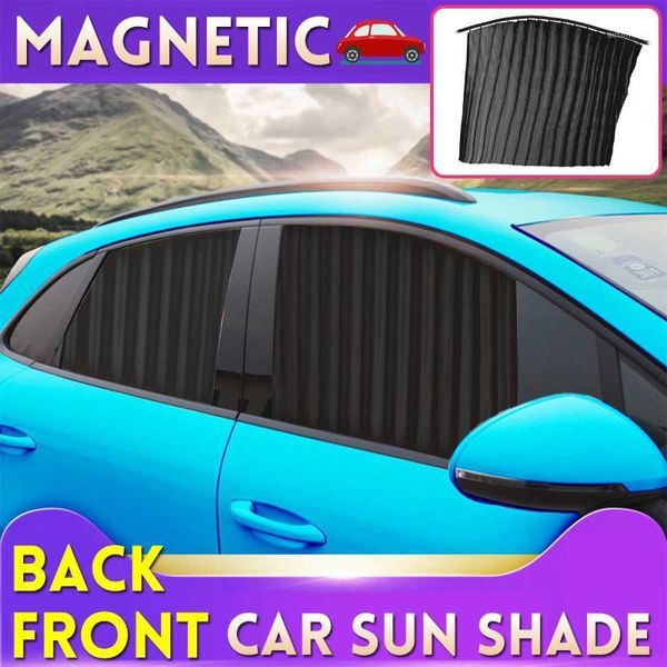 

universal car sun shade black front/rear magnet track adsorption installation1