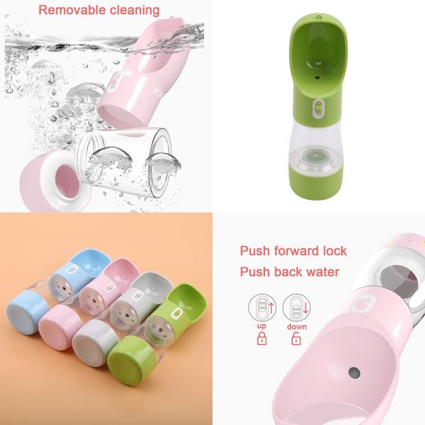 

portable pet dog water bottle multifunction dog food water feeder drinking bowl puppy cat water dispenser outdoor travel pet pro 168 k2