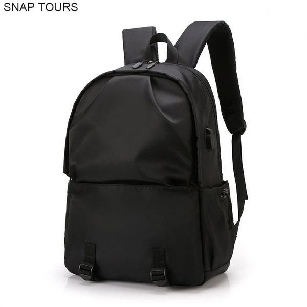 

backpack snap tours 2021 men black nylon lapwith charging casual male school bacpack for teenager student bagpack