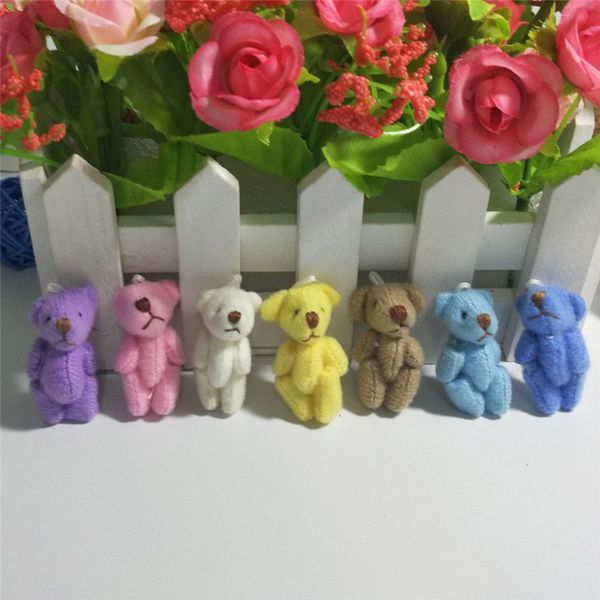 

10pc super kawaii mini 4cm joint bowtie teddy bear plush kids toys stuffed dolls wedding gift for children 2019