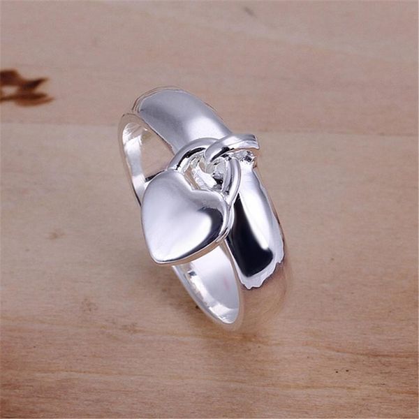 

for women lady wedding silver rings female charm hanging heart lock jewelry r133 h bbyage