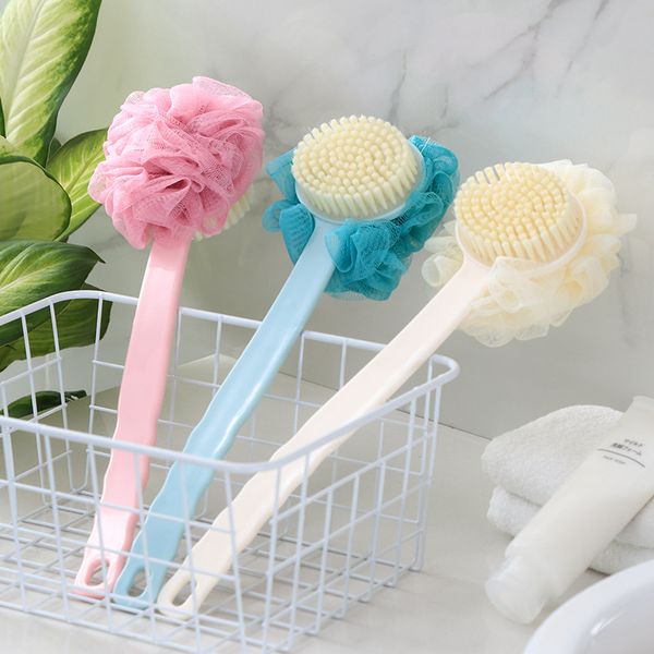 

long handle rubbing back bath brush flower ball for soft hair dual purpose