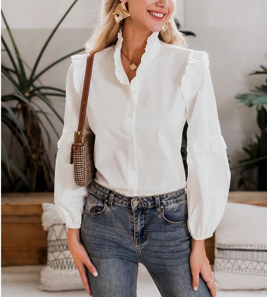 

elegant white women blouse shirt solid female shirt butterfl sleeve casual work wear office lady streetwear top