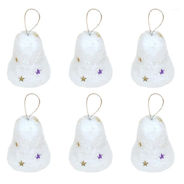 

60pcs christmas white snow design bell decors christmas tree hanging foam bells1