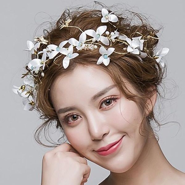 

hair clips & barrettes leaves white wreath sweet hairbands bride crown beach wedding bridesmaid flower girls accessories wholesale, Golden;silver