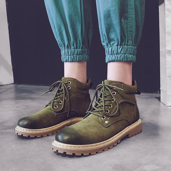 

winter new style martin bootsfashion mid-versatile short boots zhong gao bang retro worker bootshort lady shoes -40, Black