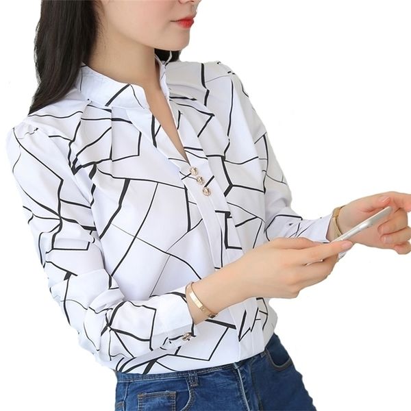 

women and blouses office lady blouse slim shirt blouses plus size casual shirt female blusas 220311, White