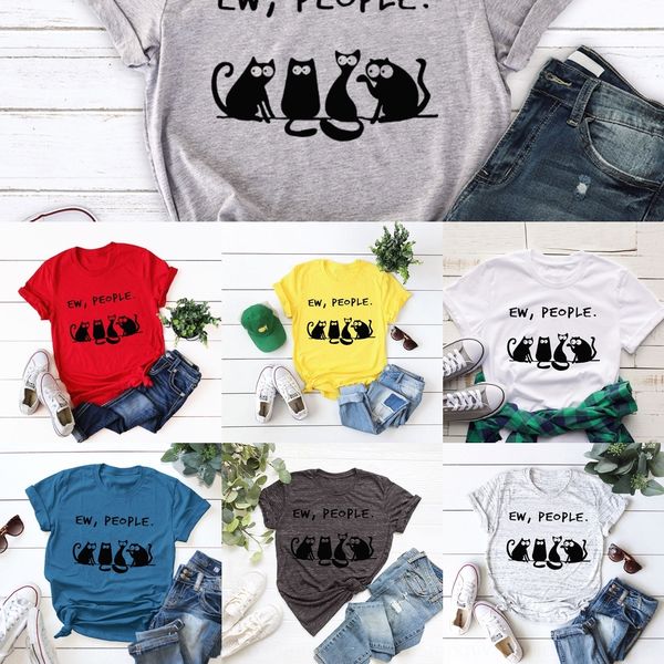 

amf3a женские кошки люди теряют шеи экипажа свободный рукав женщин в кошачьи люди футболка короткий экипажа шеи короткий рукав футболки h05q, White