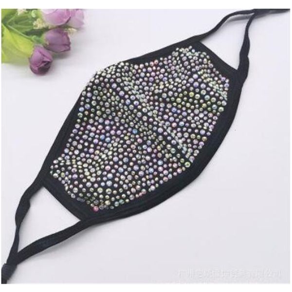

fashion dustproof bling diamond protective pm2.5 mouth masks washable reusable women colorful rhinestones face mask 3 ni7fa, Black