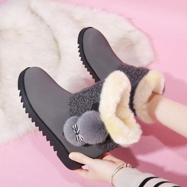 

зимние ботинки снежка женщин 2020 student водонепроницаемые плюшевые сгущаться разминка хлопок сапоги девушки симпатичные короткие нескользя, Black