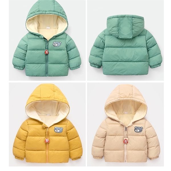 

new winter children's warm cotton jackets boys and girls cartoon bear coats babys hooded zipper clothes for kids outerwears 201102, Blue;gray