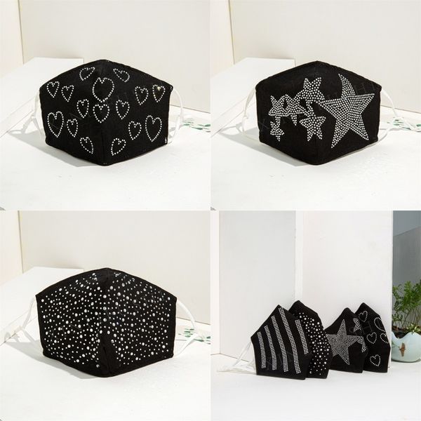 

fashion creativity black masks cotton dustproof anti-fog breathable washable face mask reusable can put pm2.5 filters 17 p2