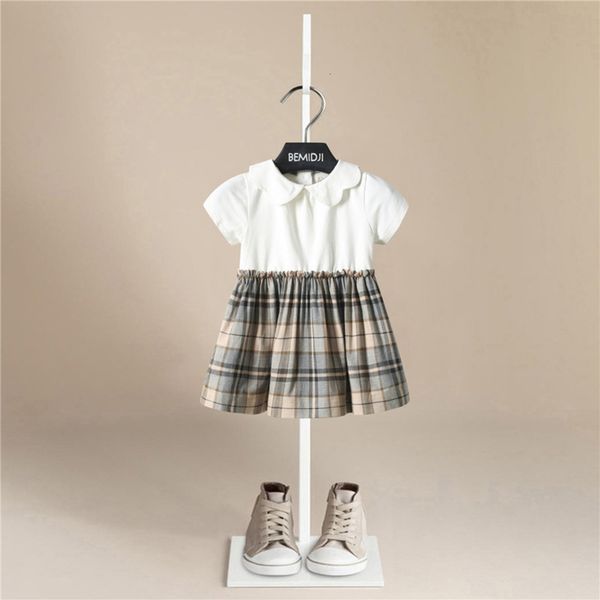 

sweet princs with lace collar summer short sve children's skirt splicing drs bemidji, Blue