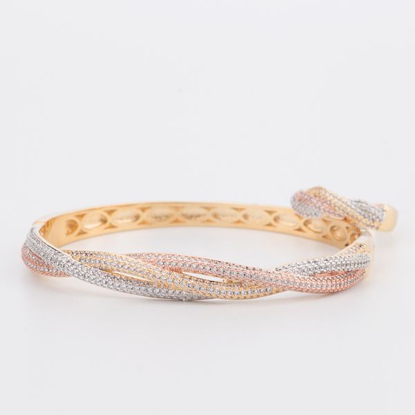 

european and american fashion copper-plated gold three-color three-circle cross pigtail bracelet colorful colorful bracelet one piece dropsh, Black