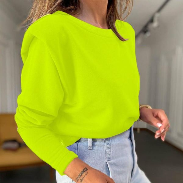 

women's hoodies & sweatshirts casual shoulder pad women long sleeve crew neck pullover loose velvet warm sweatershirt female coat, Black