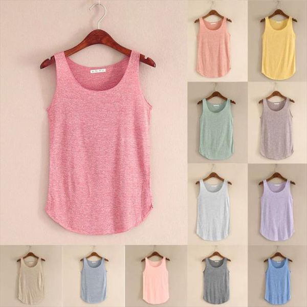 

tank women summer tank sleeveless round neck loose singlets vest r drop shipping good quality, White