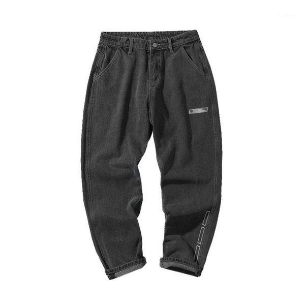 

men's jeans spring and autumn 2021 fashion denim casual men's straight korean teenagers loose trend label wide leg pants1, Blue