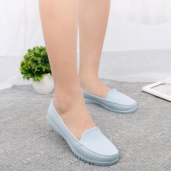 

2020 women shoes summer pvc waterproof flat shoe for woman candy color rain shoe non-slip casual female spring flats 36-40, Black