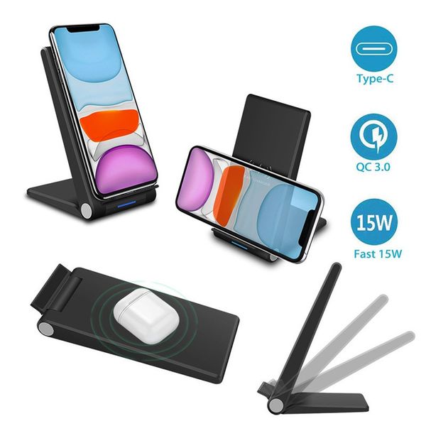 

3 в 1 wireless 15w для airpods 2 iphone 11 pro 7 8 6 samsung a70 a50 a90 a30 wirless стенд wirelles зарядное устройство