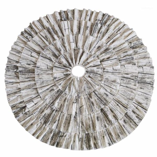 

christmas decorations shimmer printed burlap creme ruffle trim rustic tree skirt, 50 inches, holiday decoration1