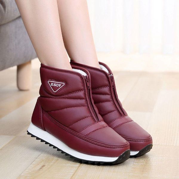 

female ankle snow boots women's winter plush warm shake shoes mom pu leather fuzzy boots platform, Black