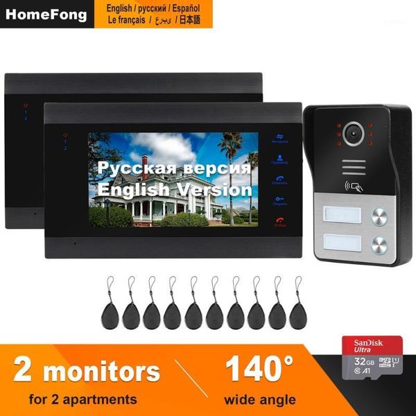

video door phones homefong wired phone home security apartment access control system 1 doorbell 2 monitors support electric lock unlock1