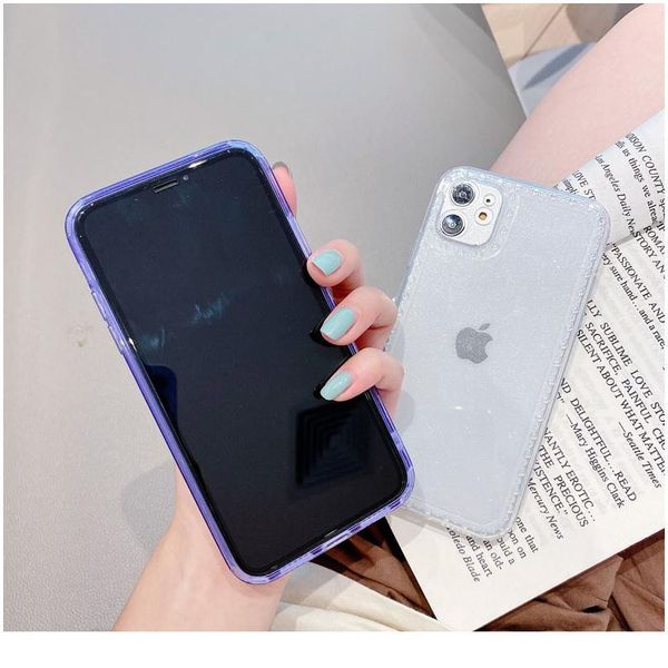 

luxury transparent glitter phone case for iphone 11 pro max x xr xs 8 plus 7 se2 bling soft sile shockpro wmtlzj