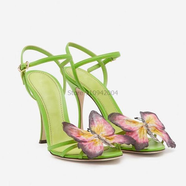 

luxury designer women party shoes ankle strap butterfly high heel pumps peep toe sandals women big size 43 sapatos de mujer1, Black