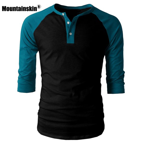 

mountainskin 2020 men's patchwork tees spring summer mens casual button t-shirt fashion half sleeve shirt male eu size sa919
