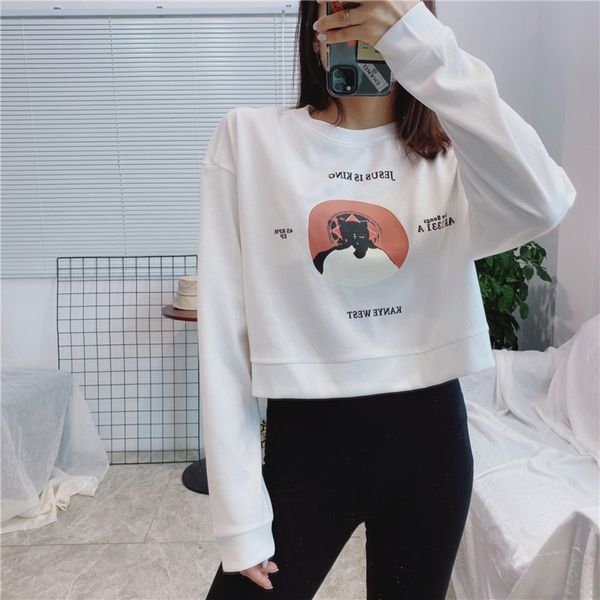 

mxym2 m46 sp and autumn new korean women's casual versatile cartoon printing loose terry short sweater wool ring wool ring cotton terry, Black