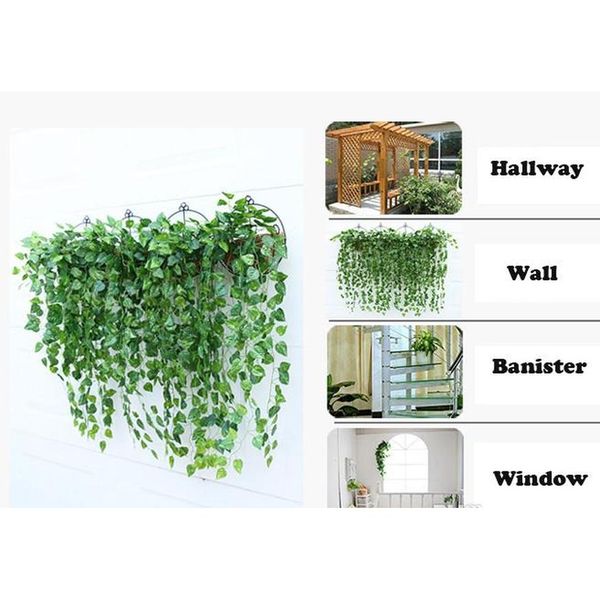 

10pcs green artificial fake hanging vine plant leaves foliage flower garland home garden wall hanging decoration wmtryd homes2011