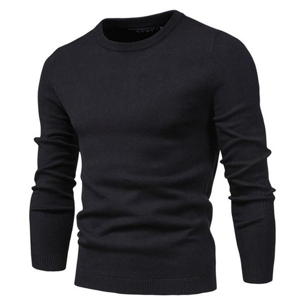 

2020 autumn new casual solid color coarse wool men's fashion slim o-neck pullover sweater men, White;black