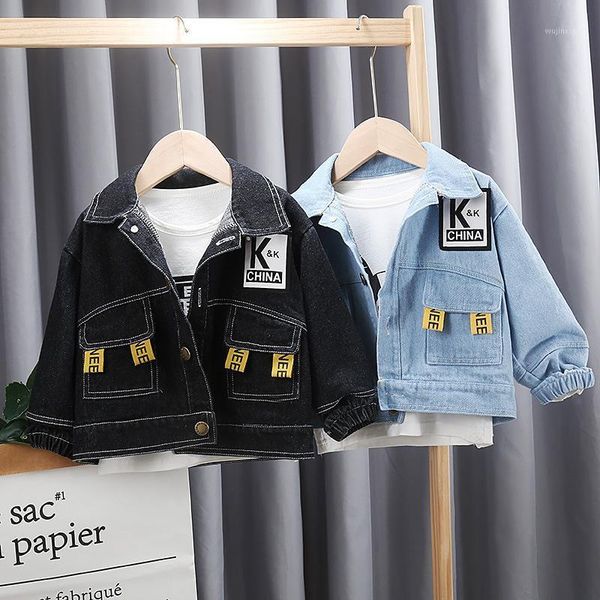 

jackets spring autumn kids long sleeve denim jacket letter print children fashion baby boys clothing boy clothes coats1, Blue;gray