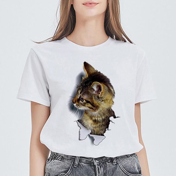 

art printing short sleeve women's shirt cat funny ropa mujer t shirt women casual tshirt kawaii streetwear harajuku t-shirts, White
