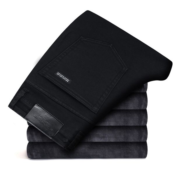 

thicker grey fleece warm men midweight all black elasticity busines with or no velvet 2 model jeans 201116, Blue