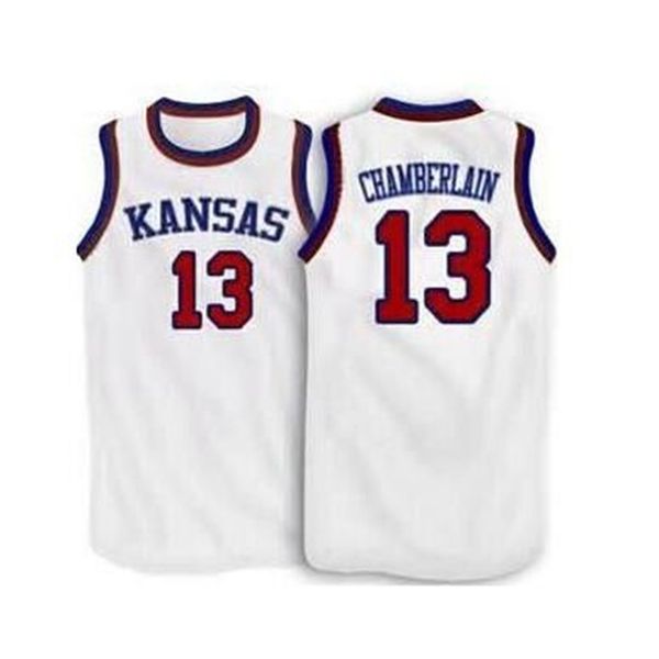 

custom 604 youth women vintage #13 wilt chamberlain kansas jayhawks ku basketball jersey size s-4xl or custom any name or number jersey, Black