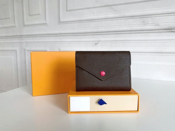 

wholesale coin purse designer short wallet for women colourful card holder original box women classic zipper pocket victorine, Red;black