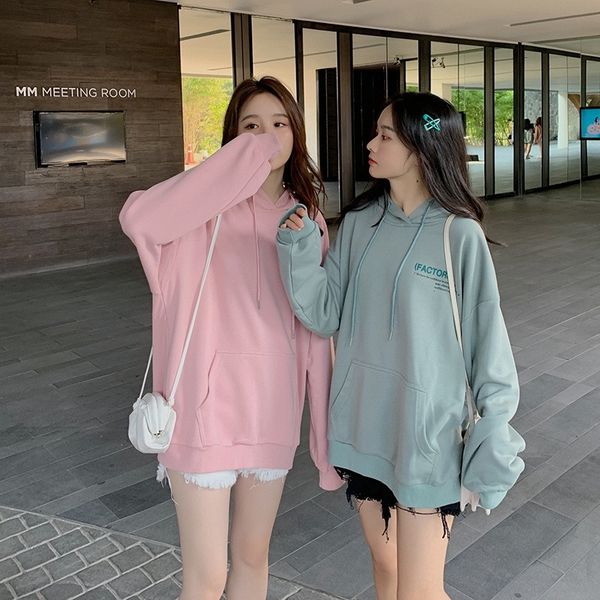 

rgypw korean style women's pullover comfortable mid-length pullover pullovercoat pulloversweater loose ins east gatestyle coat hooded a, Black