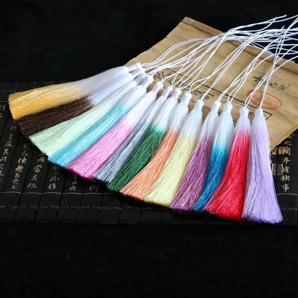 

12pcs lot gradient color silk fringe tassel trim decorative sewing bang pendant tassels for curtains home decoration accessories h jllbtp