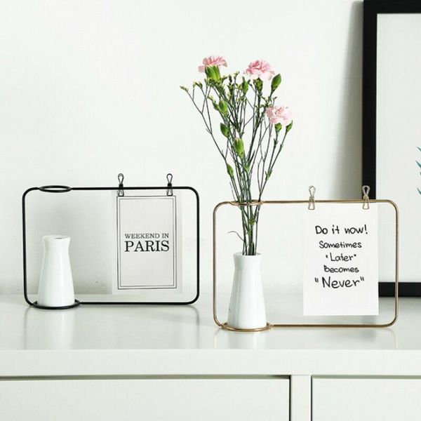 

creative black iron line flower pot plant vase stand postcard clip frame holder home decor1