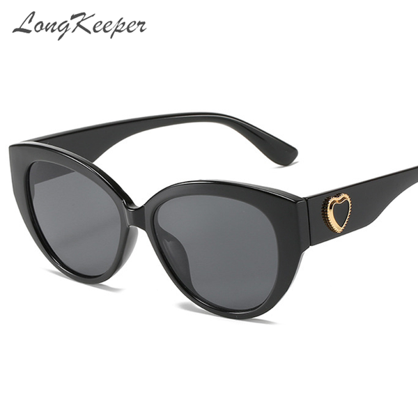 

sunglasses longkeeper vintage cat eye women oversized love heart decorate female eyewear uv400 oculos feminino, White;black