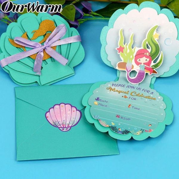 

ourwarm mermaid party decoration invitation cards candy paper boxes bags gift for guests baby shower birthday party supplies1